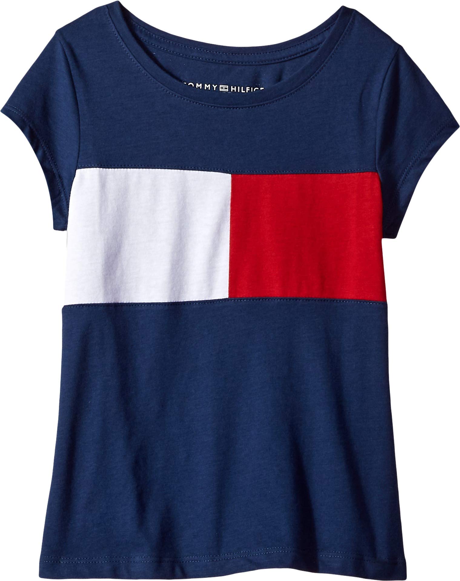 Camiseta Tommy Hilfiger Girls Flag Logo Algodão 4053 Azul 6y