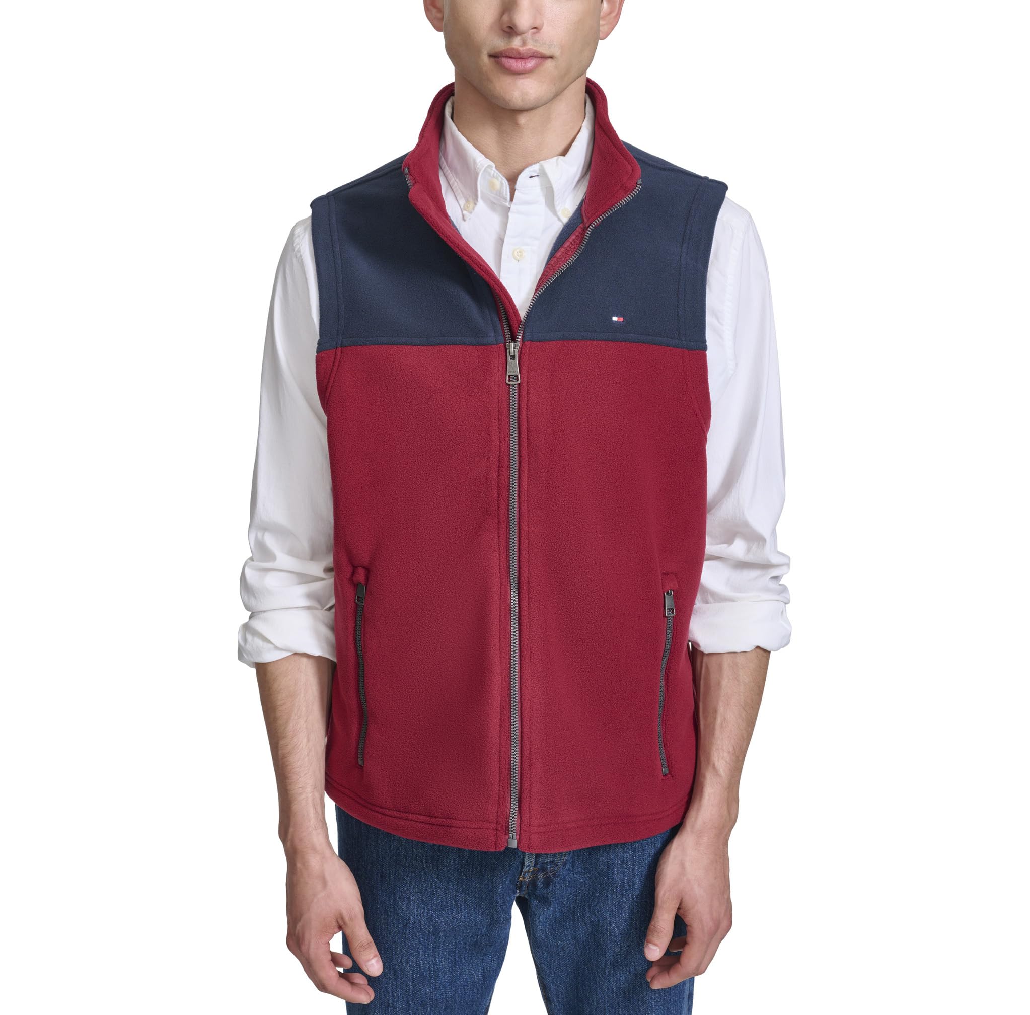 Colete Masculino De Lã Polar Tommy Hilfiger Azul/vermelho Tamanho S