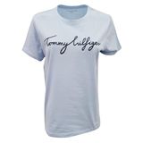Camiseta Tommy Hilfiger New Line Feminina Com Gola Redonda Azul Claro