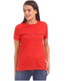 Camiseta Tommy Hilfiger New Line Com Gola Redonda Feminina Vermelha Tamanho P
