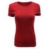 Camiseta Feminina Tommy Hilfiger Com Logotipo De Gola Redonda Vermelha Tamanho Gg