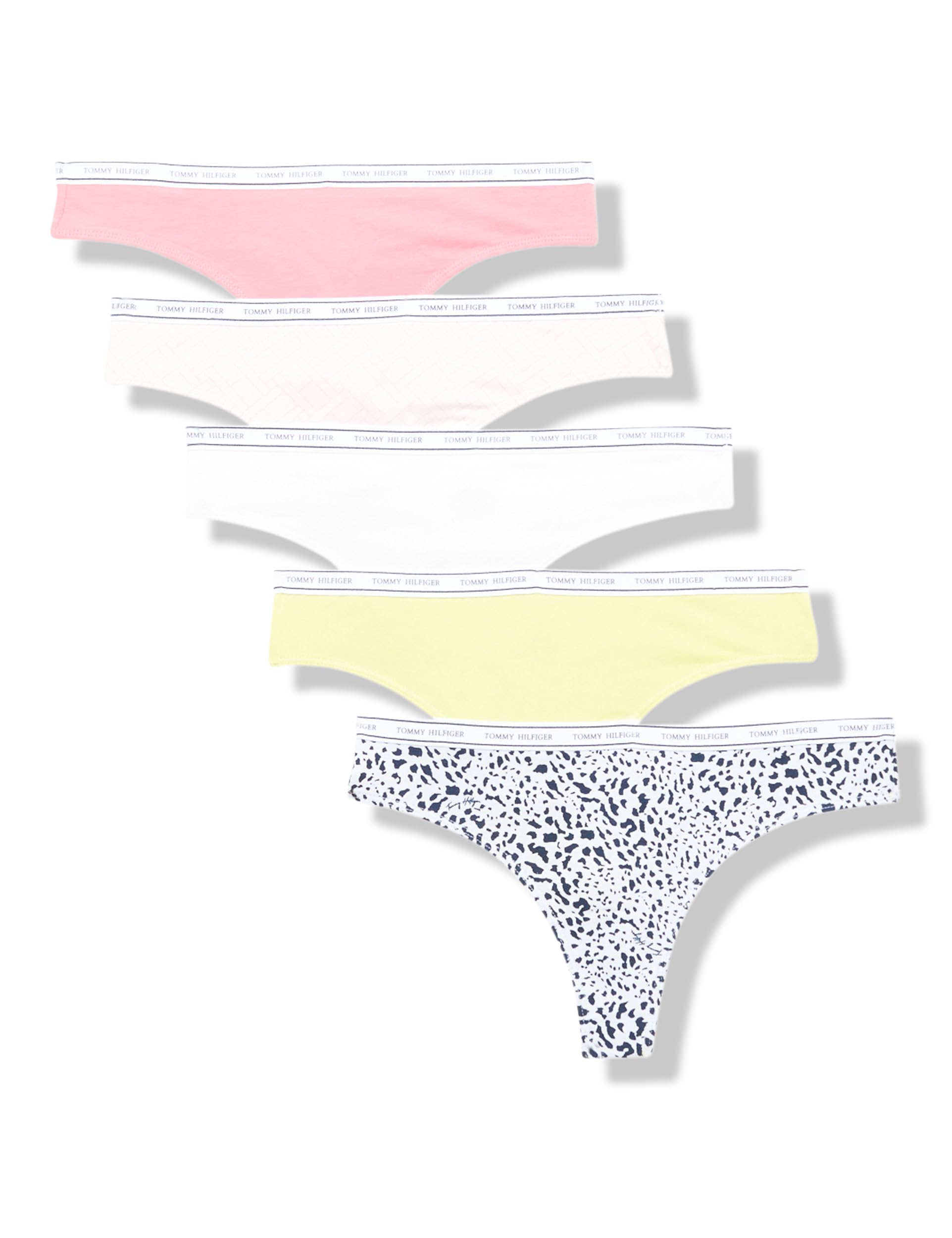 Tanga Tommy Hilfiger Classic De Algodão Com Logotipo Feminino, Pacote Com 5