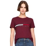 Camiseta Feminina Tommy Hilfiger Com Ajuste Regular Com Bandeira Bordada