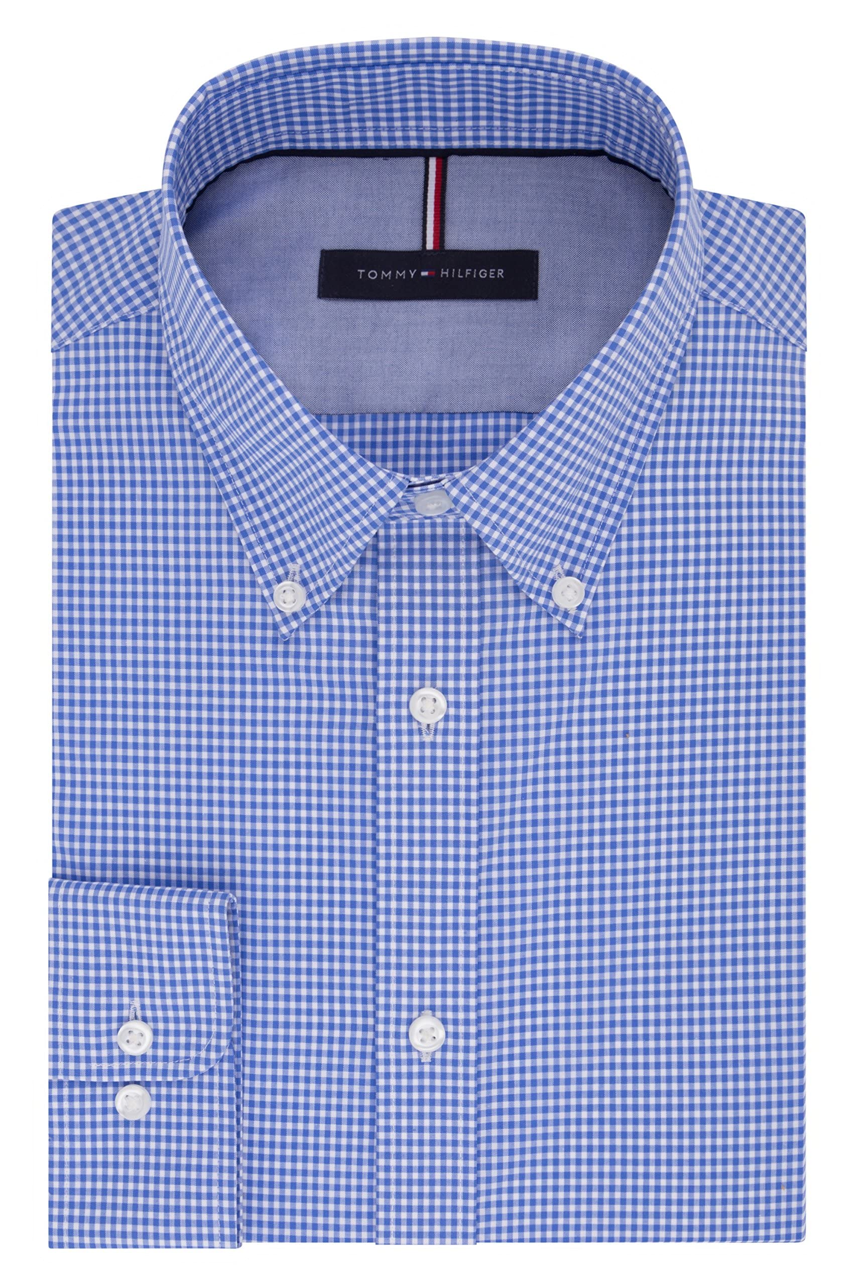 Camisa Social Tommy Hilfiger Slim Fit Non Iron Gingham Blue - Carrefour