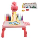 Mesinha Infantil Girafa Rosa Projetor Para Desenho E Pintura