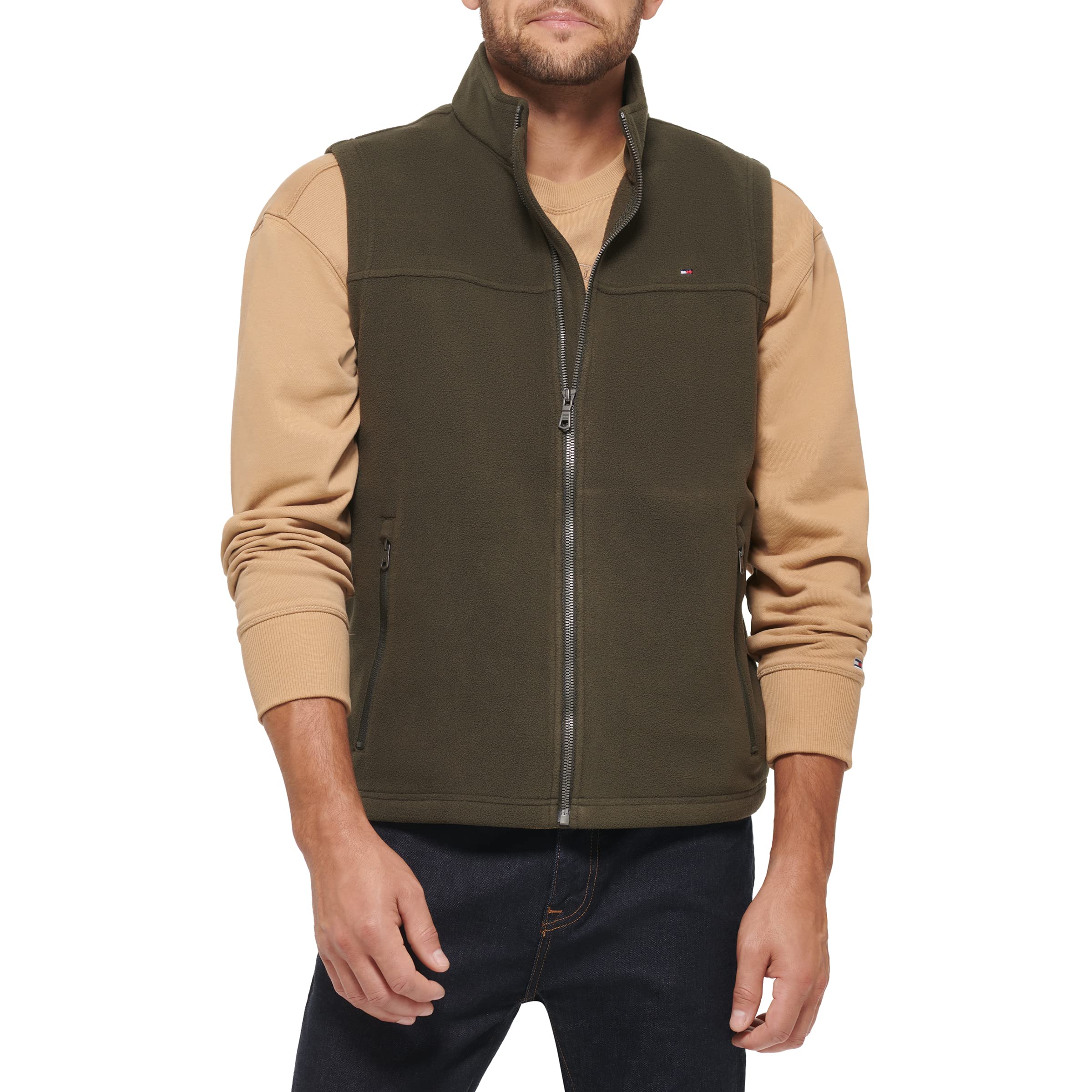 Colete Masculino De Lã Polar Tommy Hilfiger Verde Oliva Tamanho S