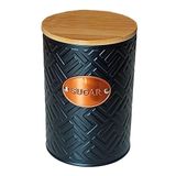 Lata Hermética Porta Açucar Sugar Tampa De Bambu Preto