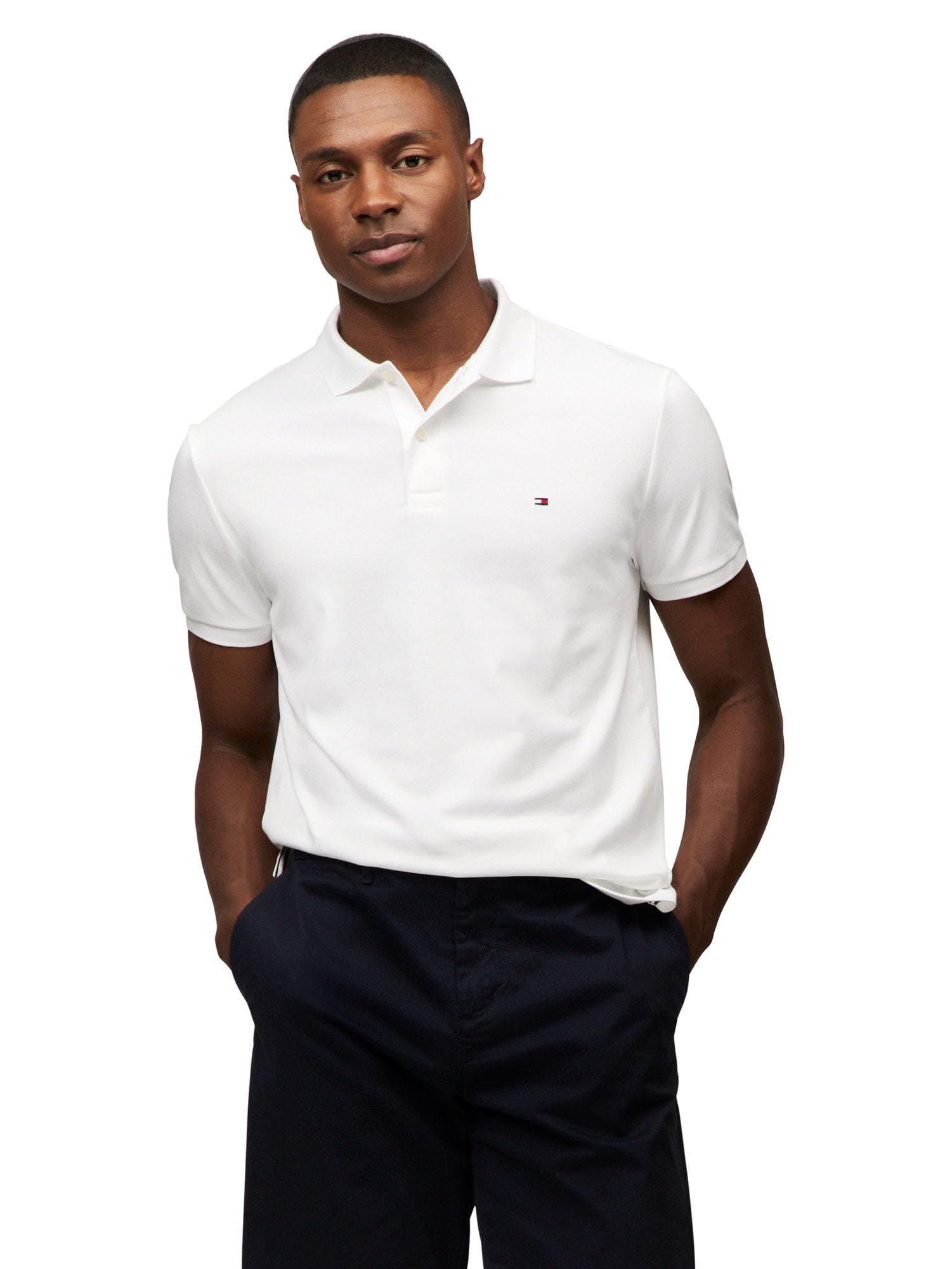 Camisa Polo Tommy Hilfiger De Algodão Líquido De Ajuste Regular - Branca
