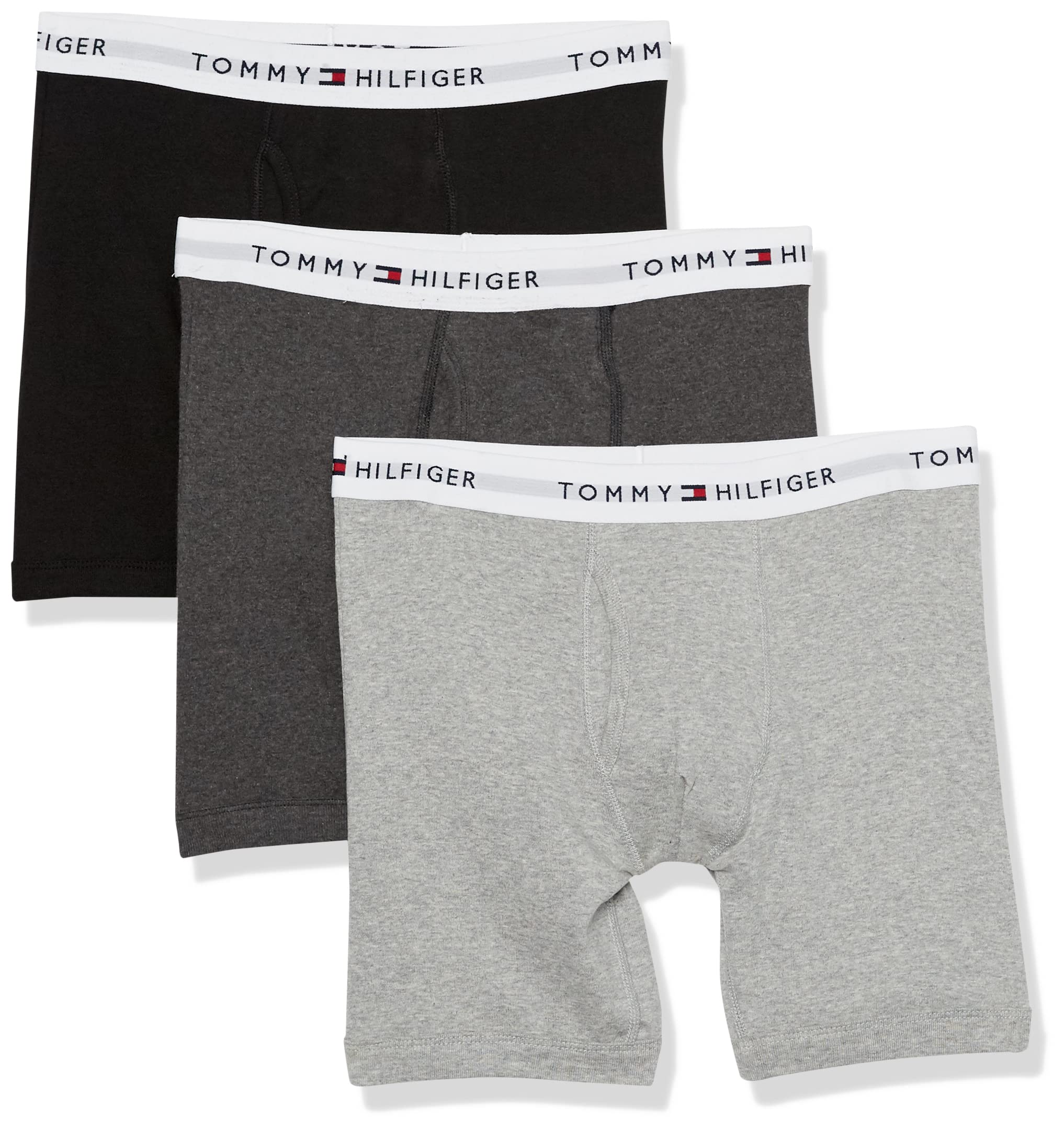 Cuecas Boxer Tommy Hilfiger Cotton Classics, Pacote Com 3 Cuecas Cinza Masculinas