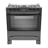 Fogão 5 Bocas A Gás Mueller Mfi5bb Mesa Inox E Acendimento Automático Preto Fosco Bivolt