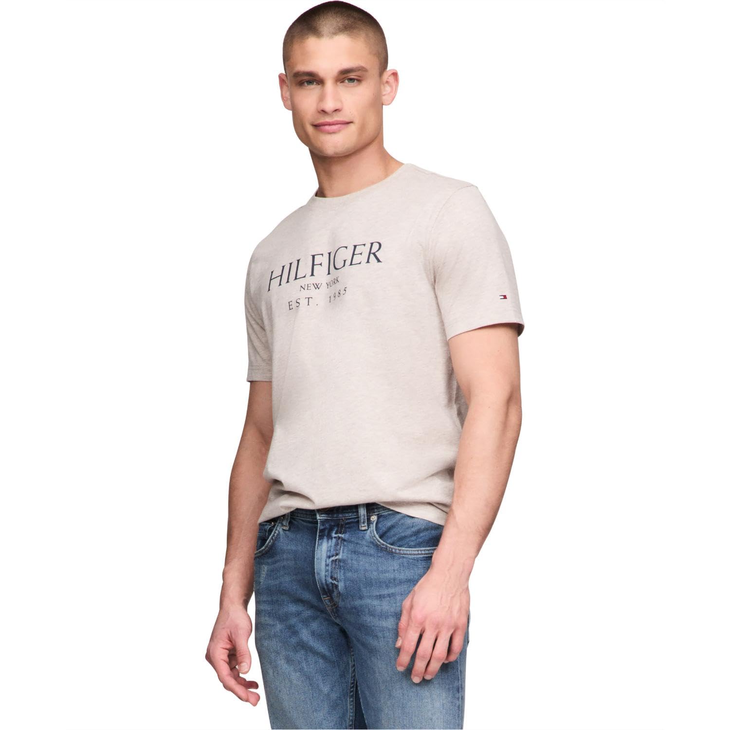 Camiseta Tommy Hilfiger Com Logotipo Big Hilfiger Masculina 100% Algodão
