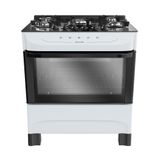 Fogão 5 Bocas A Gás Mueller Mfv5bb Mesa De Vidro E Acendimento Automático Branco Bivolt