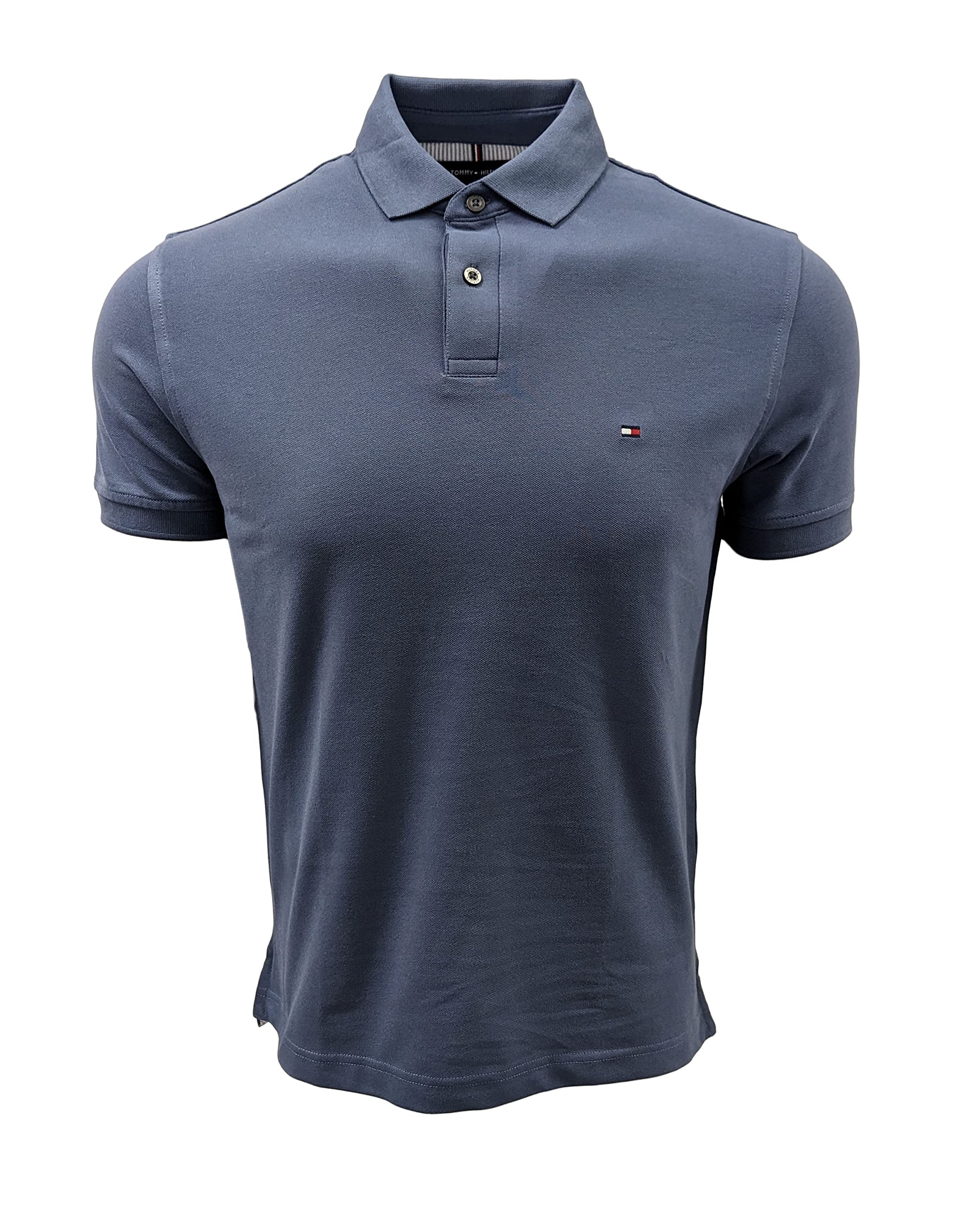 Camisa Polo Tommy Hilfiger Regular Fit Stretch Para Homens, Azul