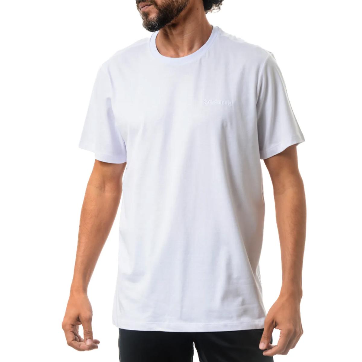 Camiseta Básica Manga Curta Bordado Masc. Columbia Branco Gg