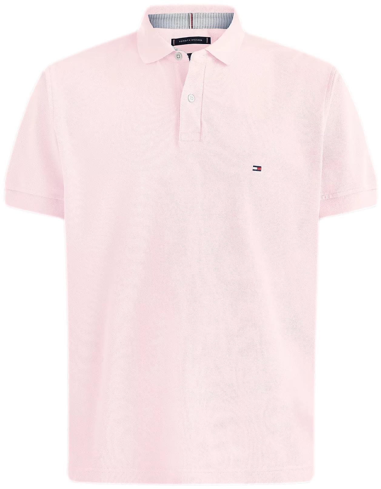 Camisa Polo Tommy Hilfiger Regular Fit Para Homens, Rosa Claro, Tamanho L