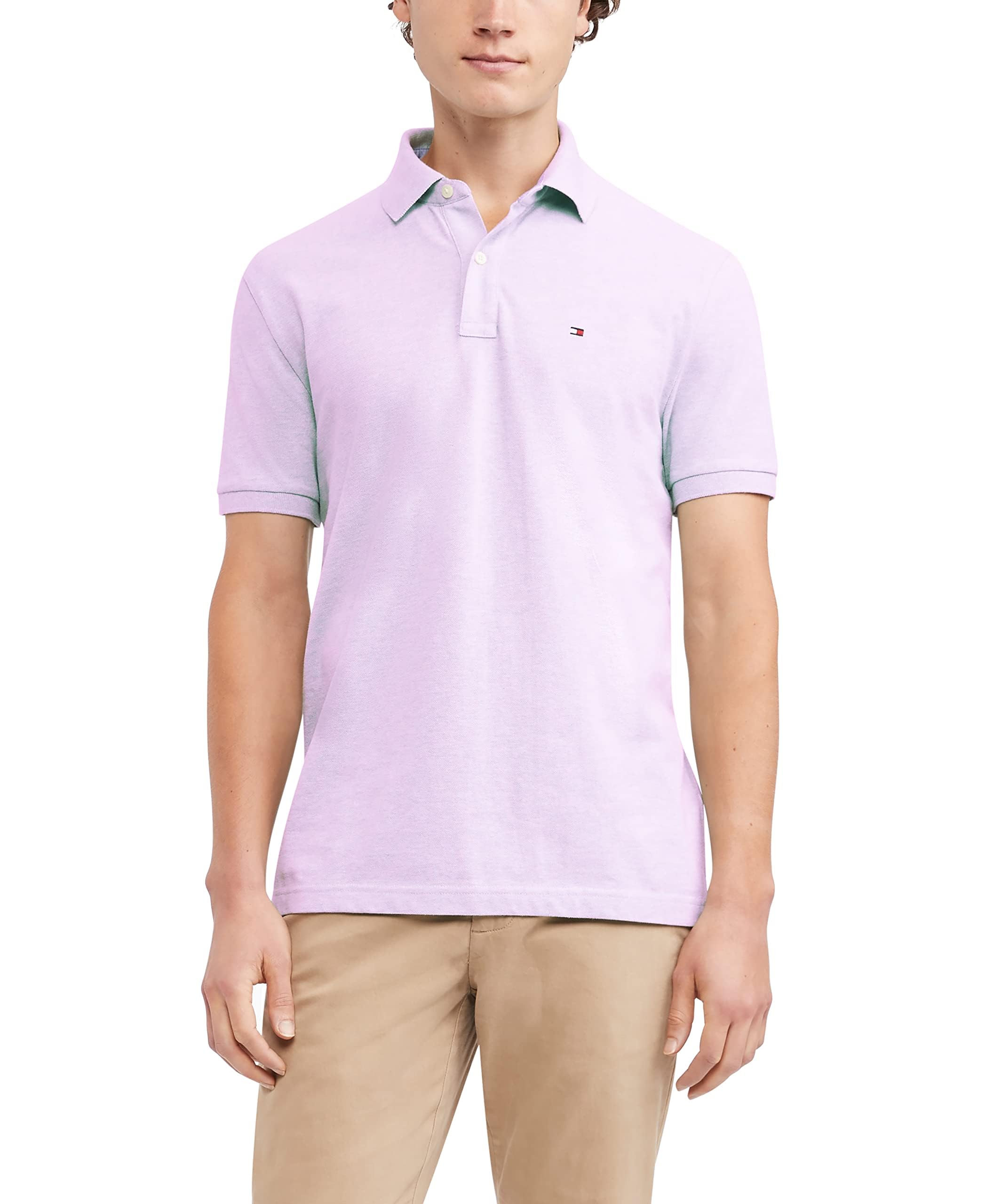 Camisa Polo Tommy Hilfiger Lilac Ice Para Homens, Ajuste Regular