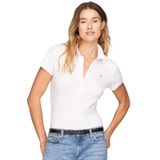 Camisa Polo Feminina Tommy Hilfiger, Manga Curta, Algodão Branco