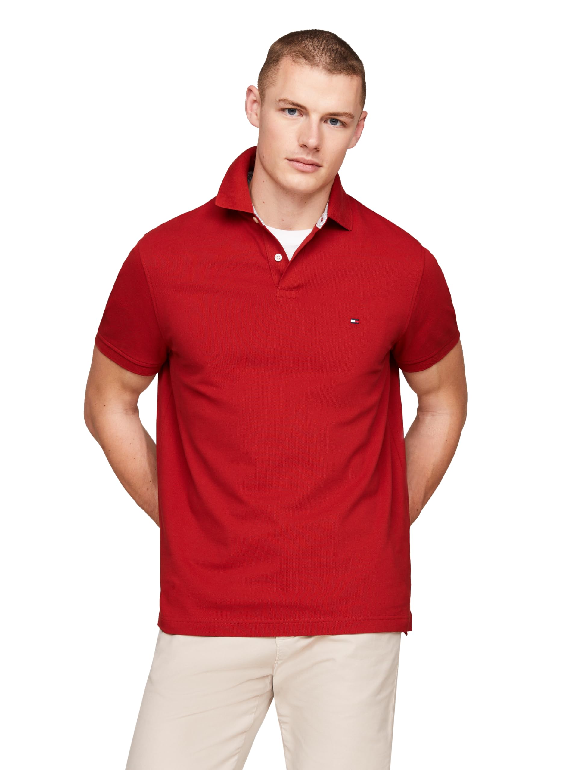 Camisa Polo Tommy Hilfiger 1985 Slim De Manga Curta Para Homens