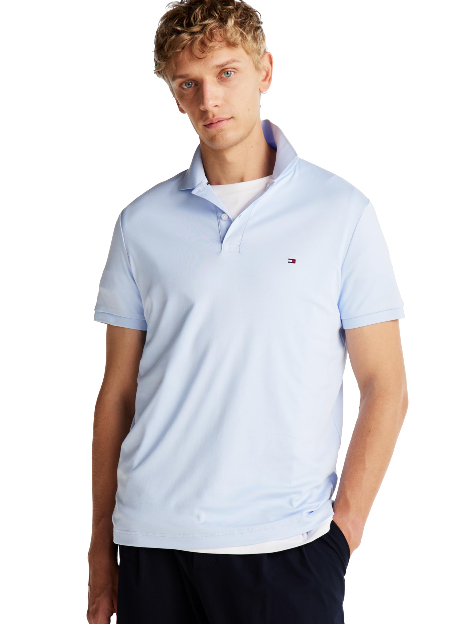 Camisa Polo Tommy Hilfiger De Algodão Líquido De Ajuste Regular Para Homens