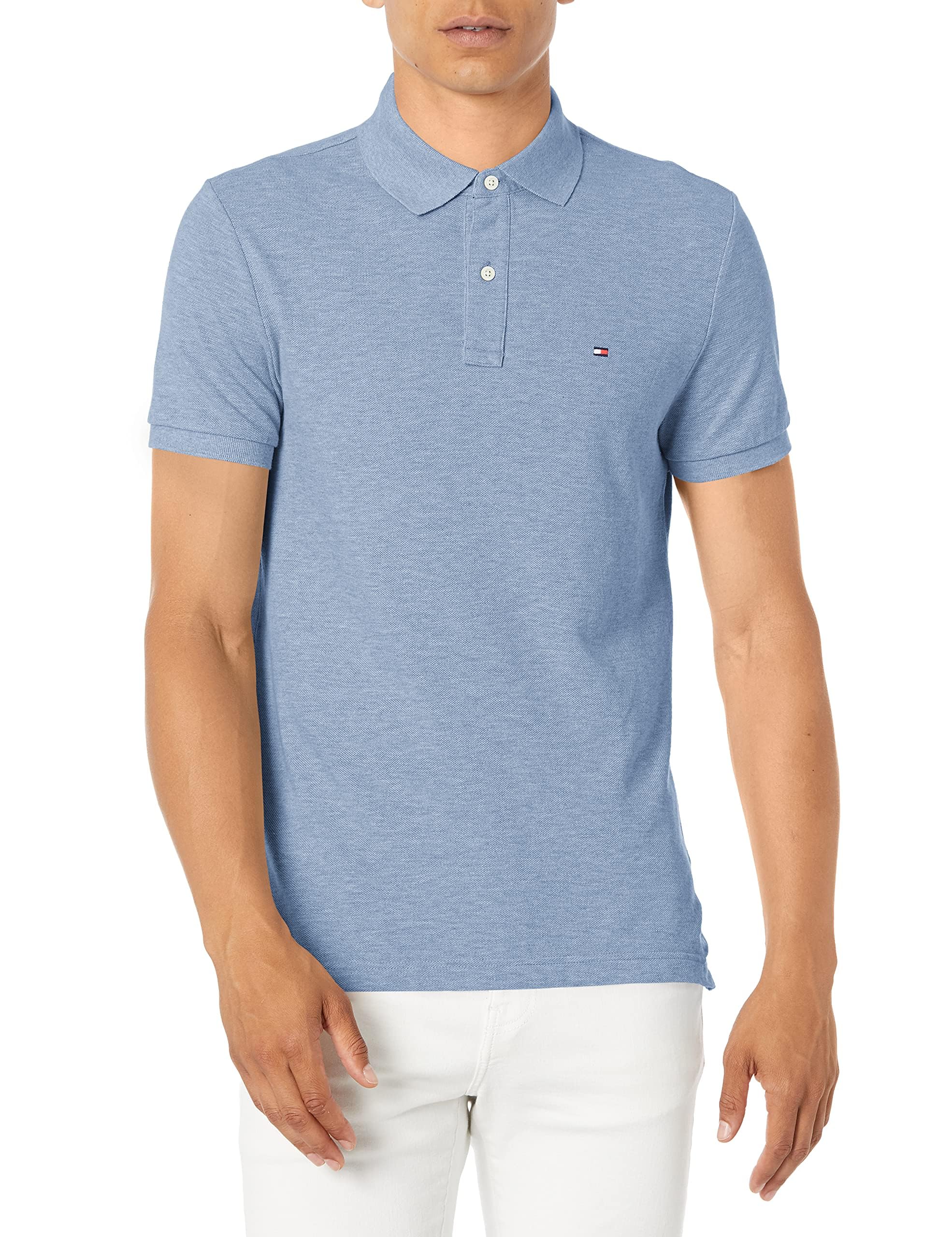 Camisa Polo Tommy Hilfiger Regular Fit Para Homens Chambray 2xl