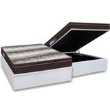 Cama Box Baú Casal Colchão Anatômico Ortobom Ortopédico Light + Base Crc Courano White(138x188)