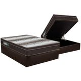 Cama Box Baú Casal Colchão Anatômico Ortobom Ortopédico Light + Base Crc Courano Brown(138x188)