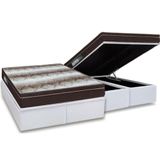 Cama Box Baú Queen Colchão Anatômico Ortobom Ortopédico Light + Base Crc Courano White(158x198)