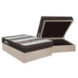 Cama Box Baú Casal Colchão Anatômico Ortobom Ortopédico Light + Base Crc Suede Clean(138x188)