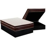 Cama Box Baú Casal Colchão Anatômico Ortobom Ortopédico Exclusive + Base Crc Suede Black(138x188)