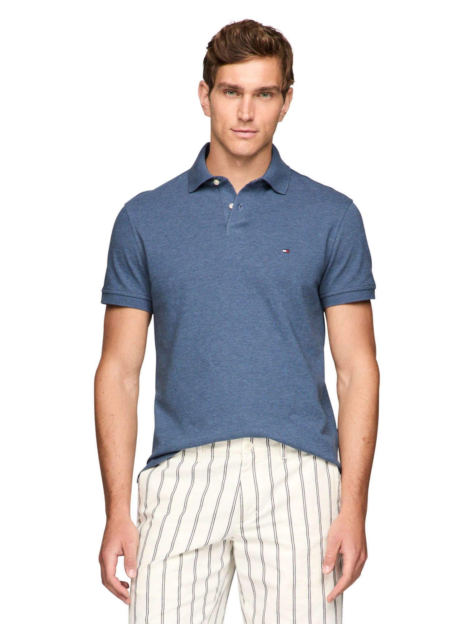 Camisa Polo Tommy Hilfiger 1985 Slim De Manga Curta Para Homens