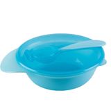 Tigela Bowl Infantil Com Tampa E Colher Azul - Buba