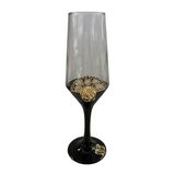 Taça Pomba Gira Leque Rosa Negra Champagne Vidro 186ml