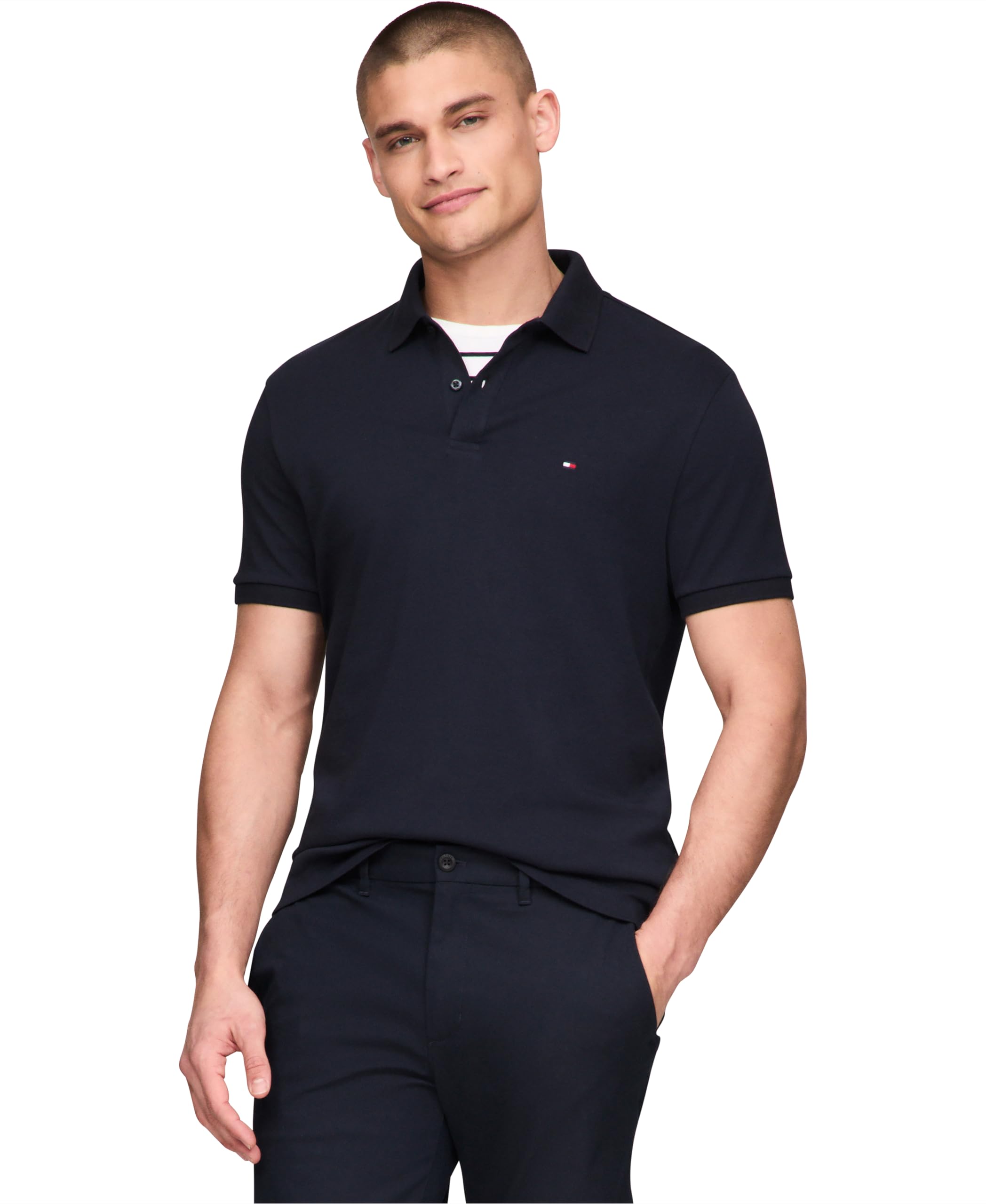 Camisa Polo Tommy Hilfiger De Algodão Líquido De Ajuste Regular Para Homens
