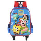 Mochila Bob Esponja Escolar Rodinha Kamp Koral Infantil Azul