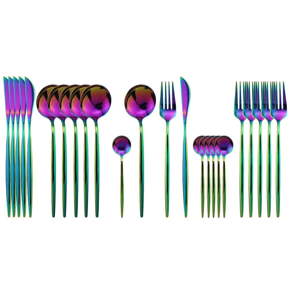 Conjunto De Talheres Jashii 24 Peças De Aço Inoxidável Banhado A Titânio