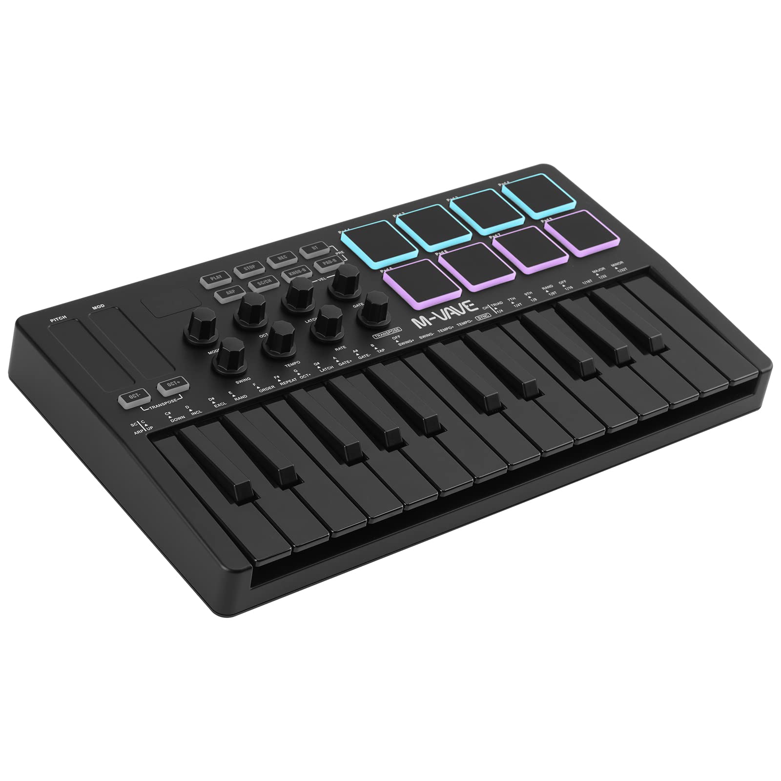 Controlador De Teclado Midi M-wave De 25 Teclas Com Bluetooth