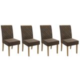 Cadeira Sala De Jantar 2cad149fr Kit 4 Un Freijo-veludo Marrom A033 - Kappesberg