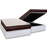 Cama Box Baú Casal Colchão Anatômico Ortobom Ortopédico Exclusive + Base Crc Courano White(138x188)