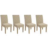 Cadeira Sala De Jantar 2cad149fr Kit 4 Un Freijó - Assento-encosto Linho Bege A019 - Kappesberg