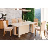 Cadeira Sala De Jantar Fernanda Kit 4 Un Nature-madeirado-suede Nude Bege