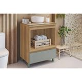 Gabinete De Banheiro Balcão Rainha C- 1 Gaveta E 1 Nicho 70cm Nature-verde - Nesher