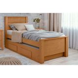 Cama Solteiro Athenas C- 2 Gavetas E Auxiliar Amendoa Clean - Lopas