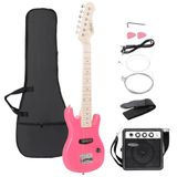 Guitarra Elétrica Zeny Kids De 30 Polegadas Com Amplificador De 5 W, Bolsa De Shows, Rosa