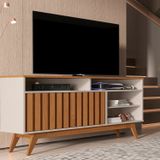Rack Para Tv Até 50 Polegadas Com Ripado Turin Off White /freijó