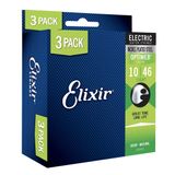 Cordas De Guitarra Elétrica Elixir Em Aço Niquelado, Pacote Com 3