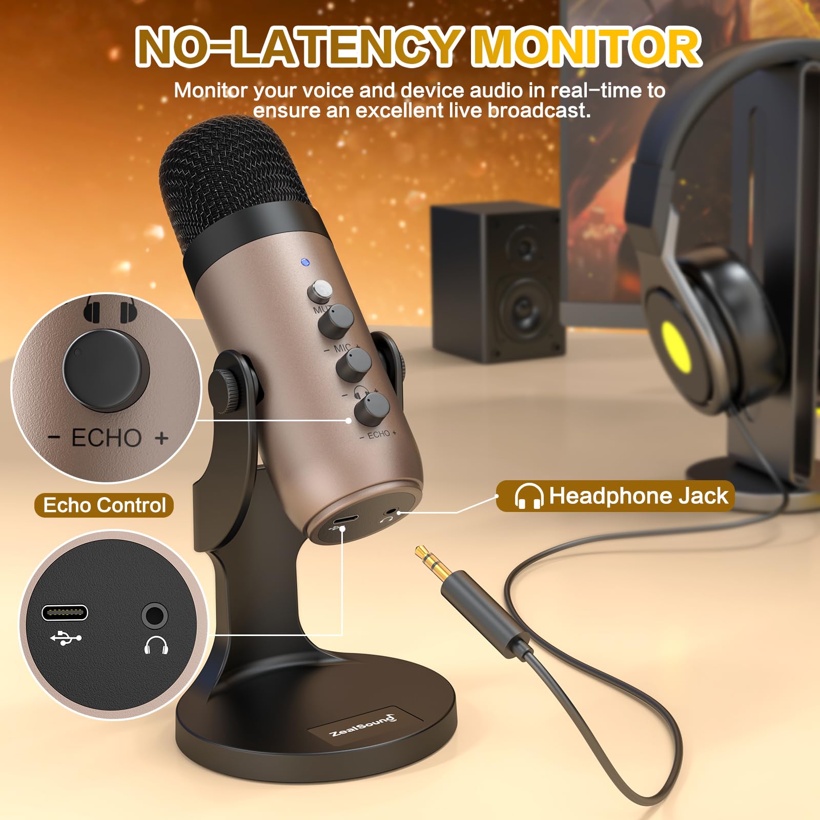 Mic Microfone Usb Zealsound Série K66 Para Computador Pc Mac Ps4 E 5