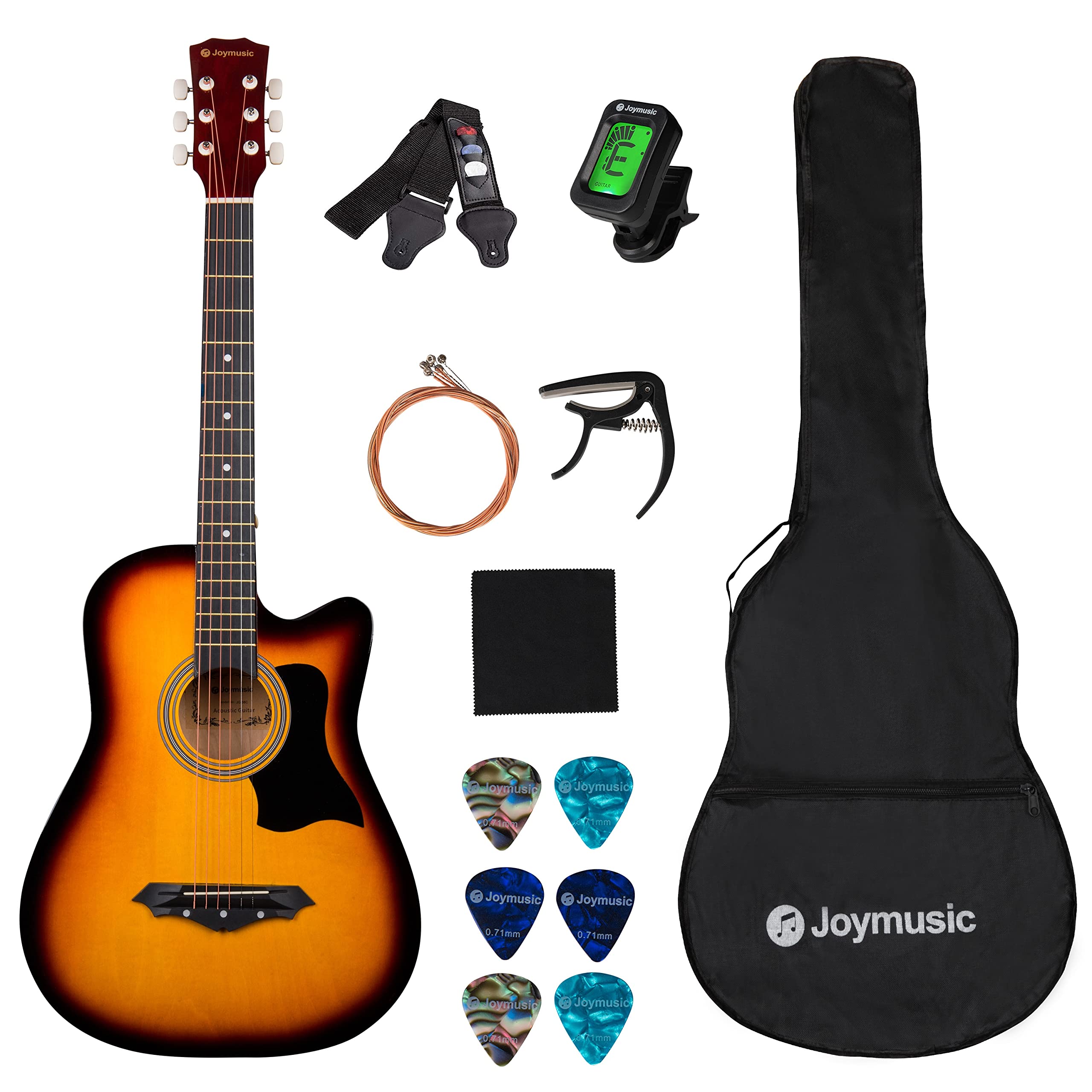 Guitarra Acústica Joymusic Jg-38c 3ts Sunburst 38 Polegadas Com Kit
