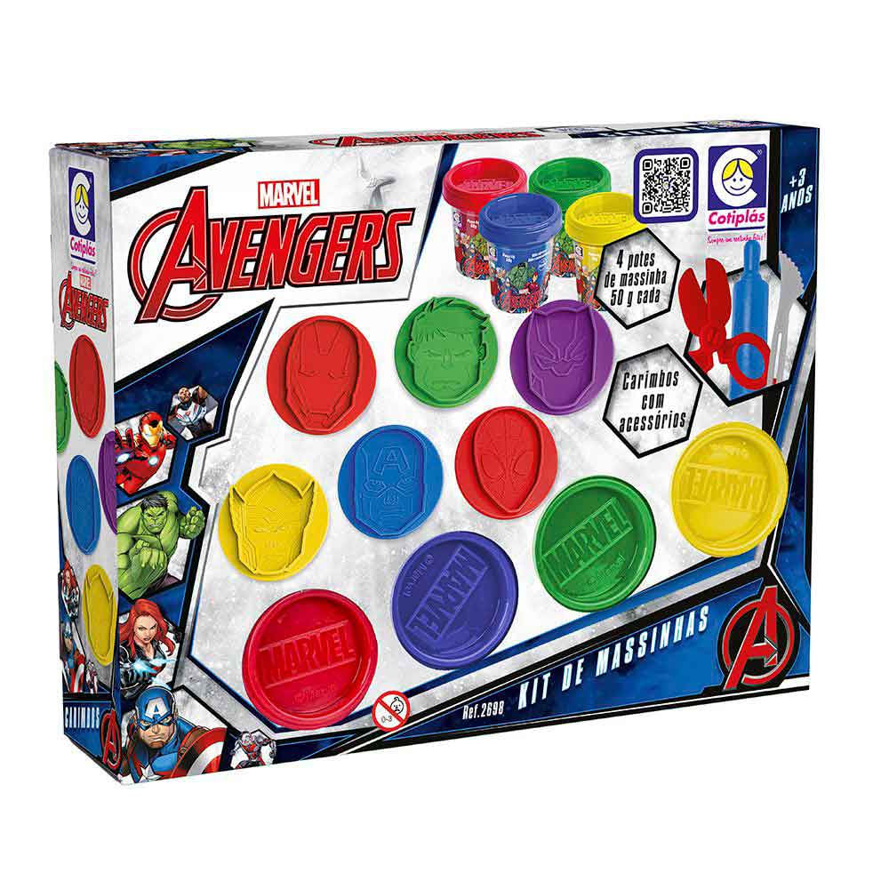 Kit Massinha De Modelar Marvel Avengers 4 Potes Cotiplas