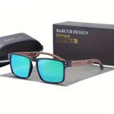 Óculos Em Design De Madeira Natural Com Lentes Degradê Verde