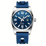 Relógio Esportivo De Quartzo Estilo Vintage Masculino Impermeável 50m Display Luminoso Azul Prateado